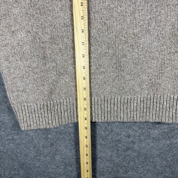 LL Bean Mens Lambswool Henley Sweater Oatmeal Heather Mock Neck Fisherman - Picture 6 of 8